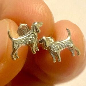 Silver Dog-Shaped Earrings. Sterling Silver